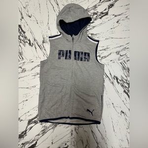 PUMA Boys' Dimicco Full Zip Hooded Vest ( Light Heather Grey - Medium 10/12)